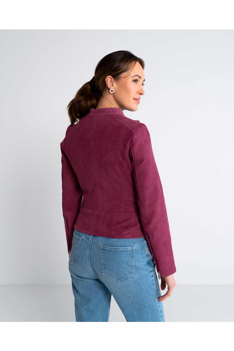 Hudson Suede Biker Jacket, Alternate, color, Bordeaux Blush