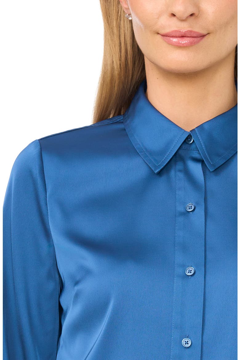 Button Front Satin Shirt, Alternate, color, BLUE HAZE