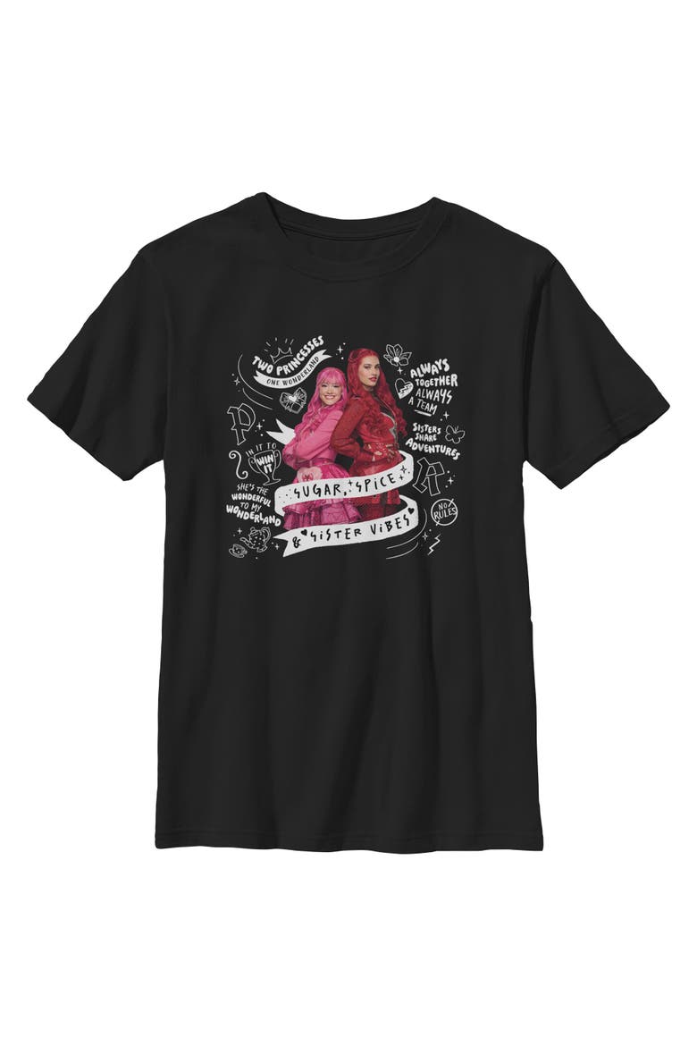 Boy's Descendants Wicked Wonderland Sugar Spice Sister Vibes  Graphic T-Shirt, Main, color, Black