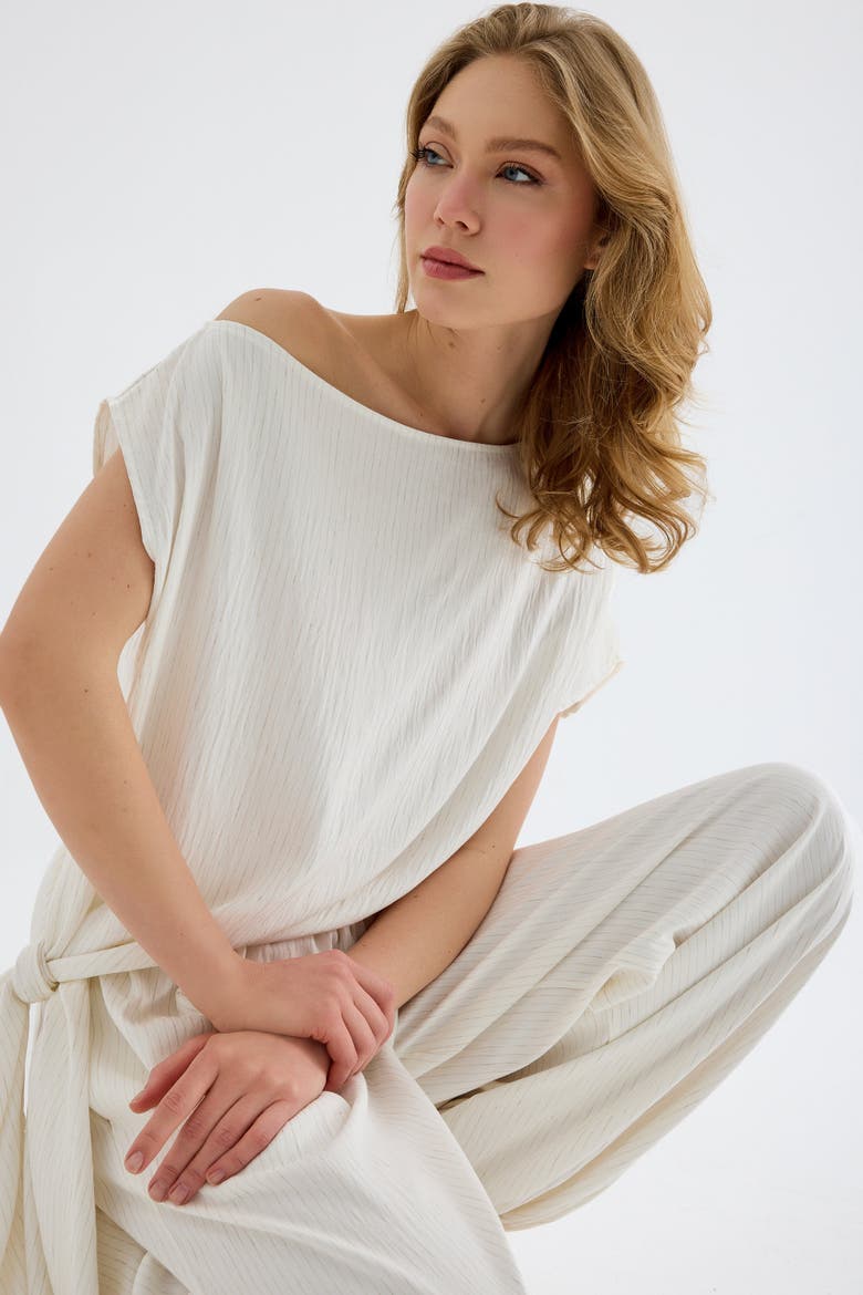 Torina Draped Viscose Top, Alternate, color, Ecru