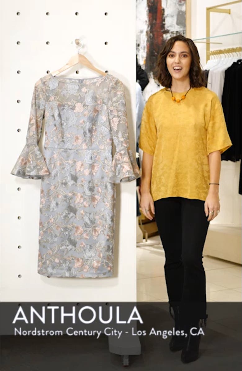 Floral Embroidered Sheath Dress, sales video thumbnail