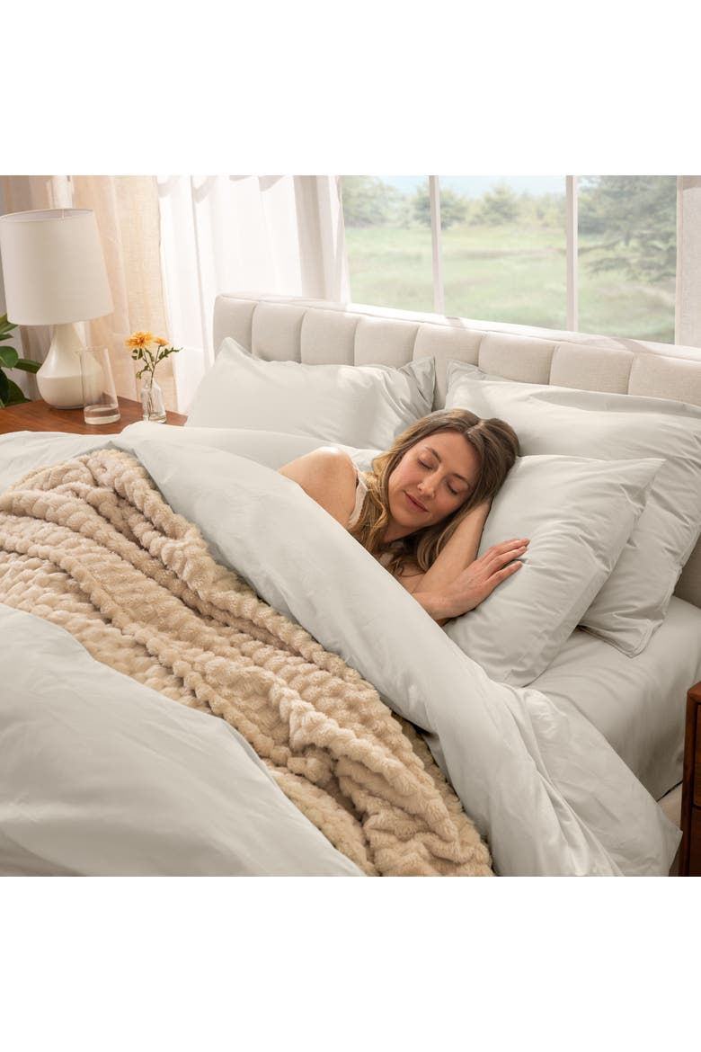 100% Organic Cotton Percale Duvet Cover and Sham Set, Alternate, color, French Beige
