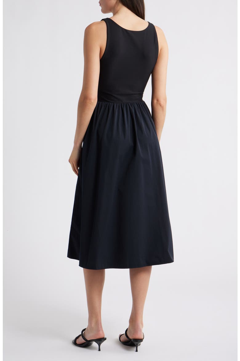 SPANXsmooth™ Jersey Mixed Media Midi Dress, Alternate, color, CLASSIC BLACK