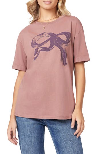 Scotch & Soda Relaxed Fit Roll Cuff Cotton Graphic T-shirt In Pink