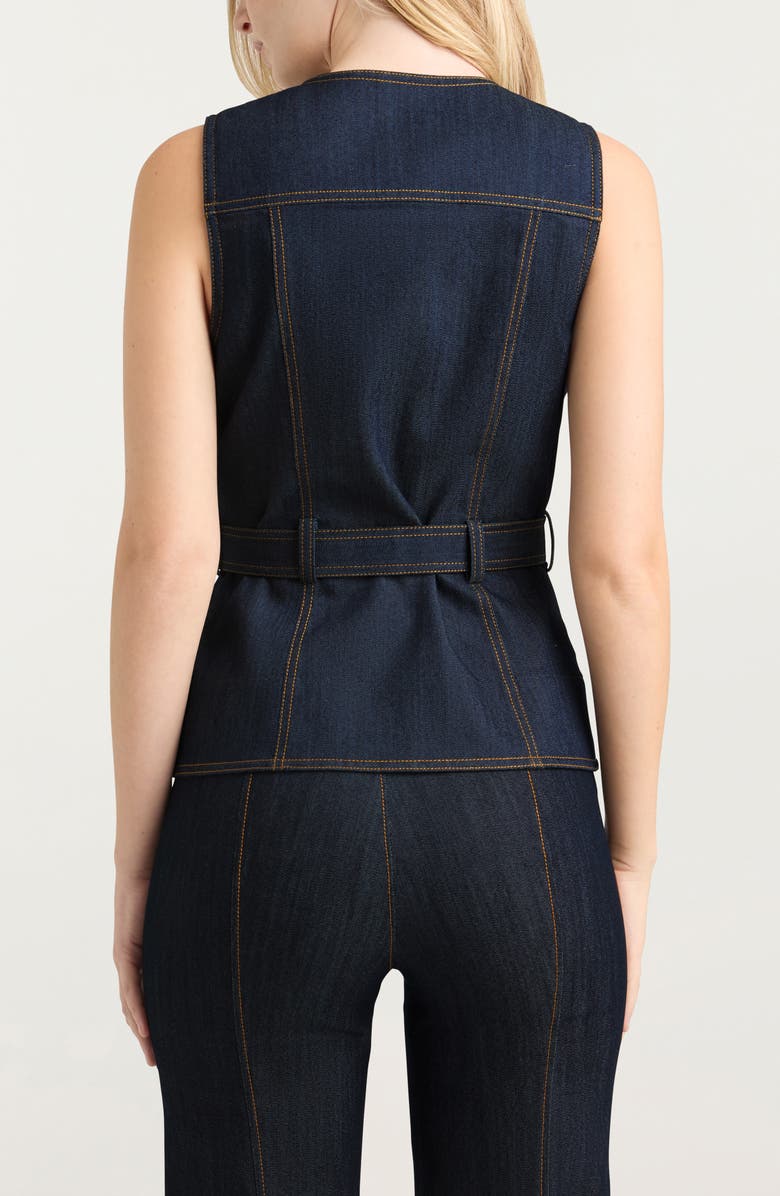 Cinq à Sept Renee Belted Denim Vest, Alternate, color, Indigo