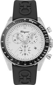 FERRAGAMO Chronograph Silicone Strap Watch, 43mm