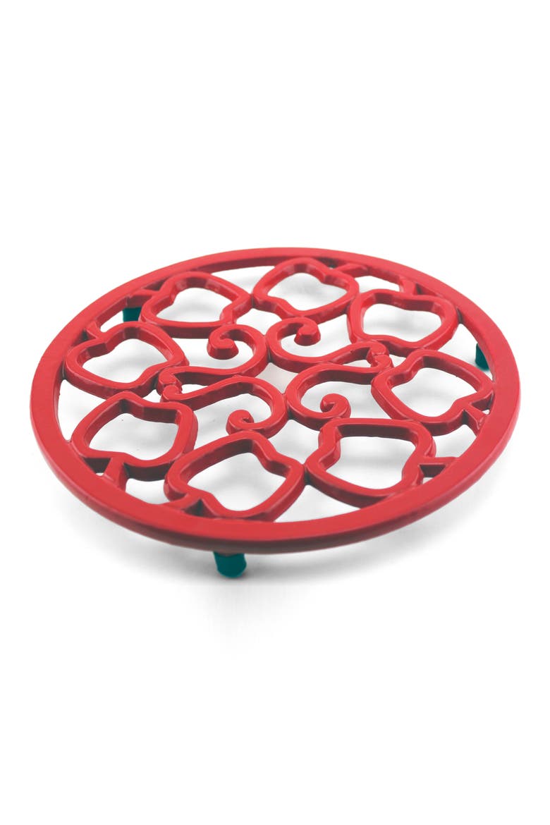 Cook N' Co 9" Cast Iron Apple Trivet, Main, color, RED