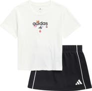 adidas Kids' Logo T-Shirt & Flounce Skort Set