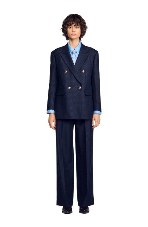 Rhinestone Wool Suit Jacket