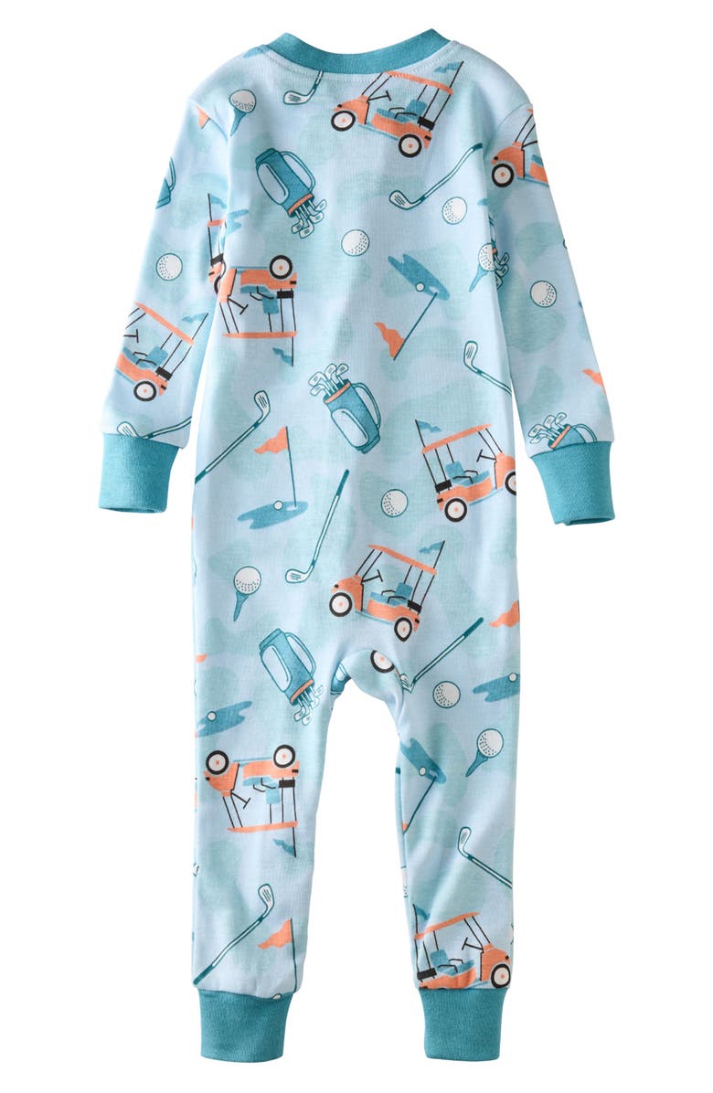 BUTTERBLU Shawn Footless Organic Cotton One-Piece Pajamas, Alternate, color, Little Golfer Blue