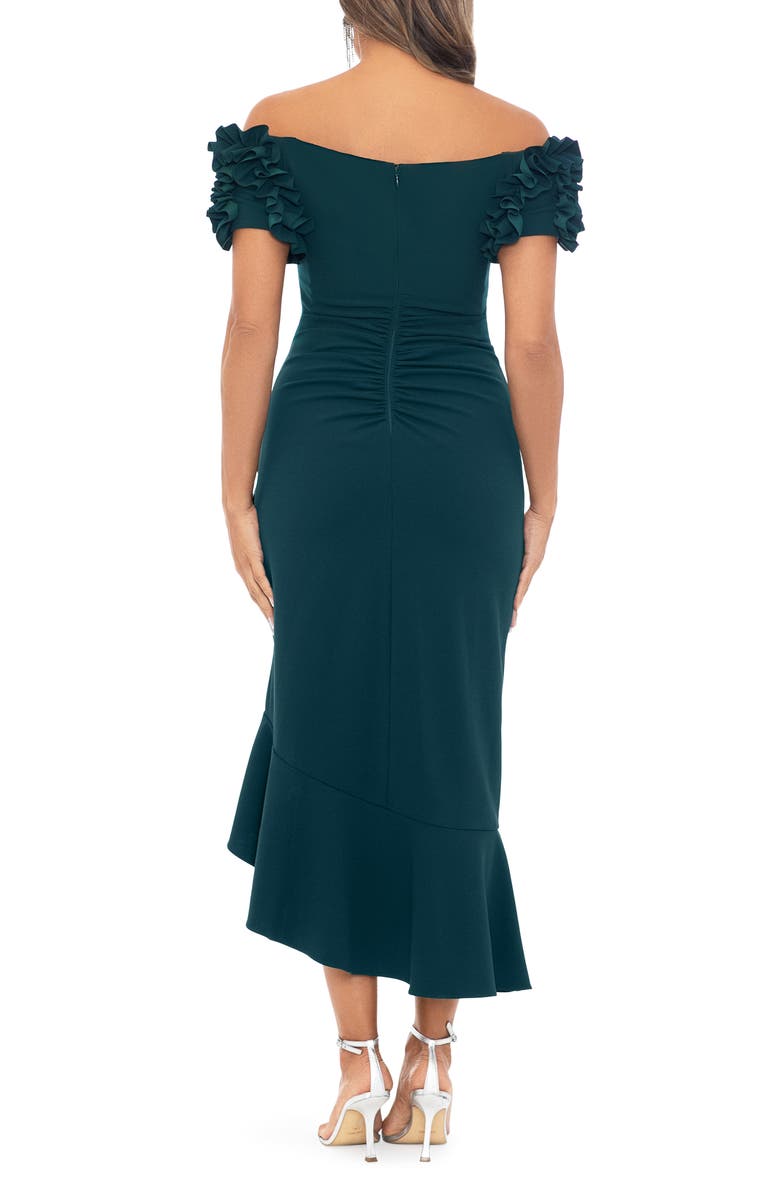 Ruffle Off the Shoulder Midi Cocktail Dress