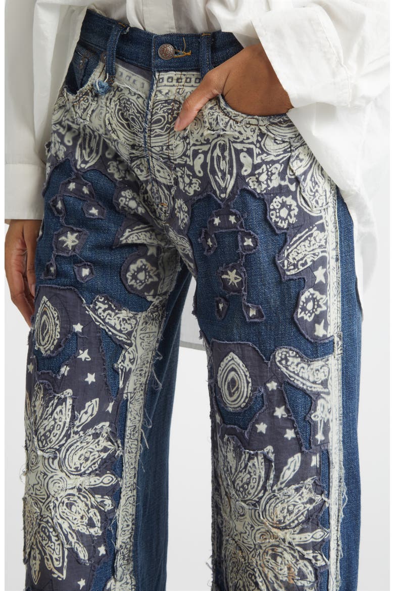 Darcy Loose Fit Jeans, Alternate, color, BLUE BANDANA APPLIQUE