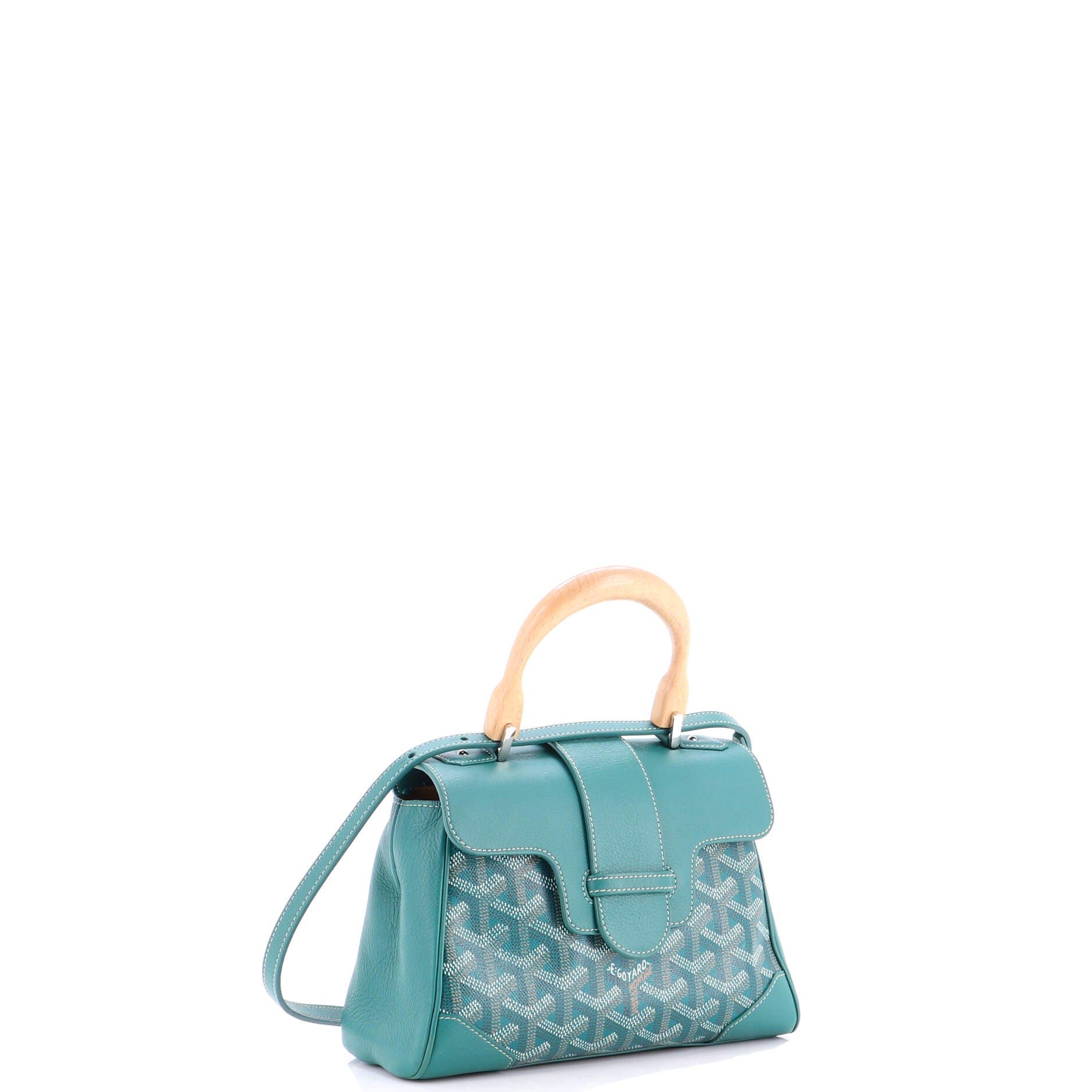 Pre-Owned Goyard Saigon Top Handle Bag Coated Canvas with Leather Mini, Alternate, color, Green