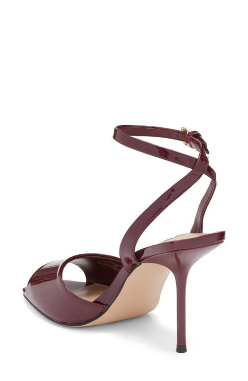 Steve Madden Leesha Patent Ankle Strap Sandal In Burgundy