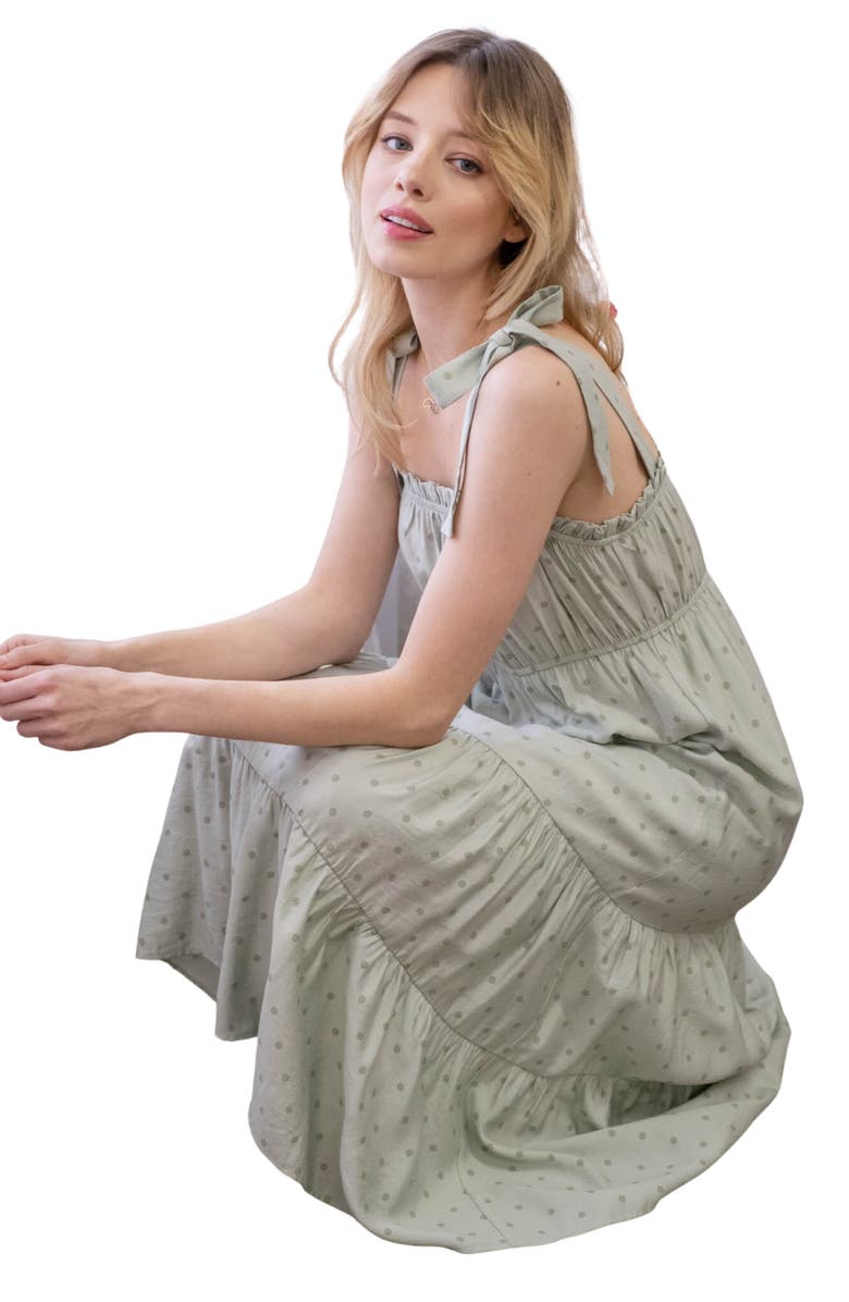 Blu Pepper Polka Dot Tie Strap Midi Dress, Alternate, color, Sage