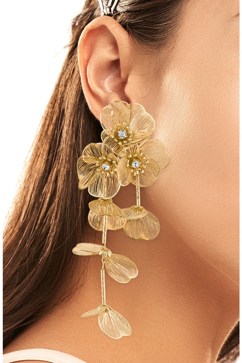 Blooms & Vines Statement Drop Earrings, Alternate, color, CLEAR GOLD