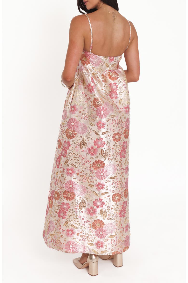 Yasmine Empire Floral Brocade Gown, Alternate, color, PINK FLORAL