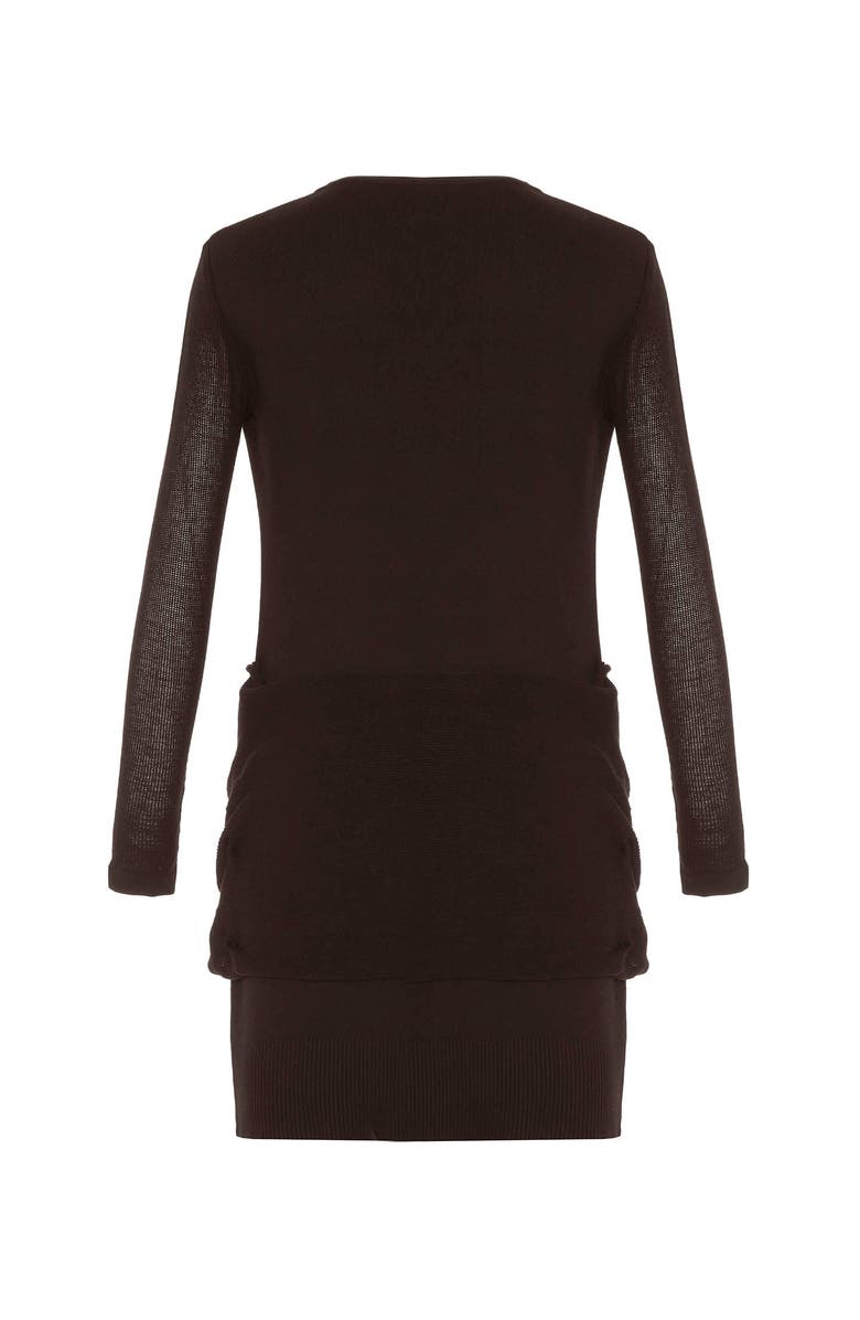 THEO The Label Nomia Sheer Sleeve Draped Front Dress, Alternate, color, Koffee Bean