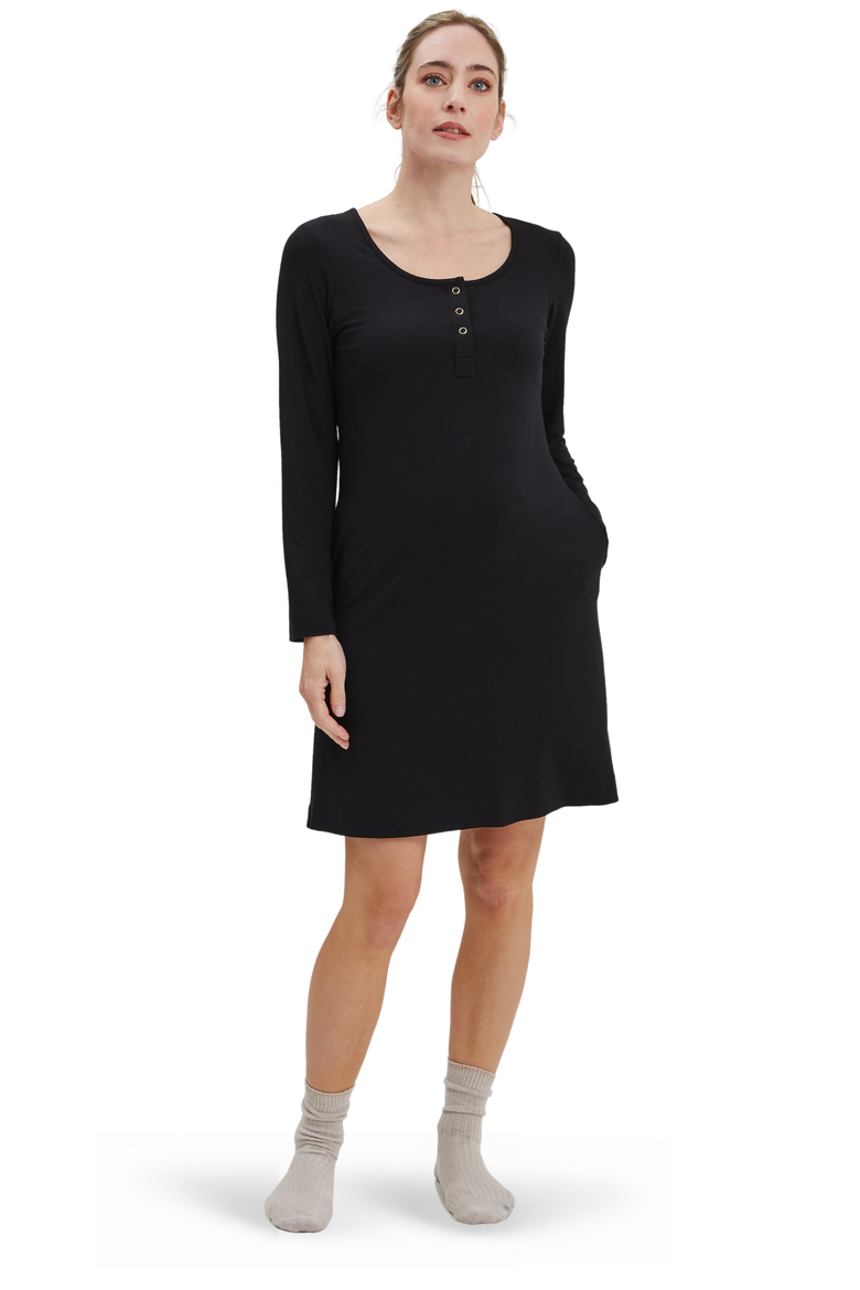 Heart On My Sleeve Maternity & Nursing Nightgown, Main, color, BLACK