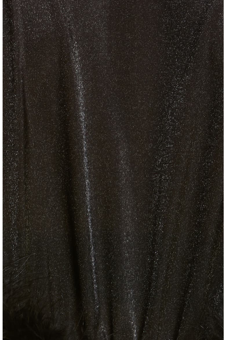 Feather Trim Robe, Alternate, color, BLACK