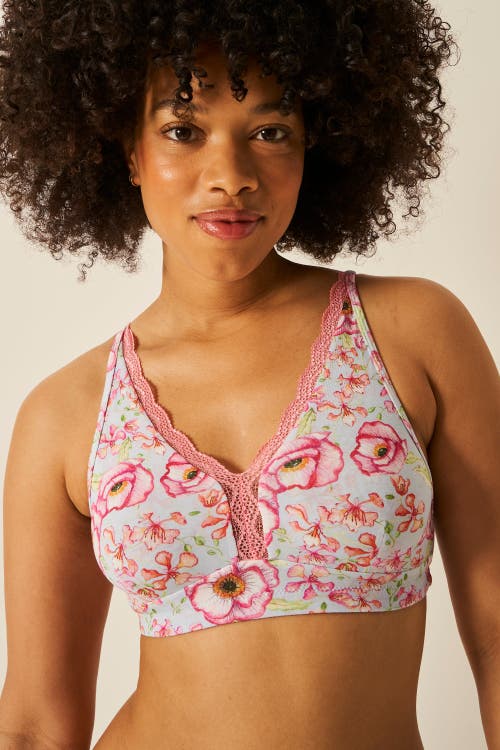 Stripe & Stare The Lace Plunge & Original Knicker Set In Pastel Poppy