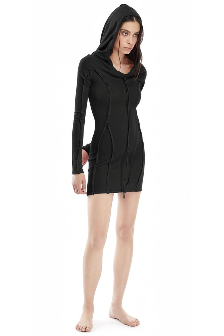Pepper Hoodie Mini Dress, Main, color, BLACK