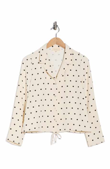 MELLODAY Long Sleeve Drawstring Hem Button-Up Shirt