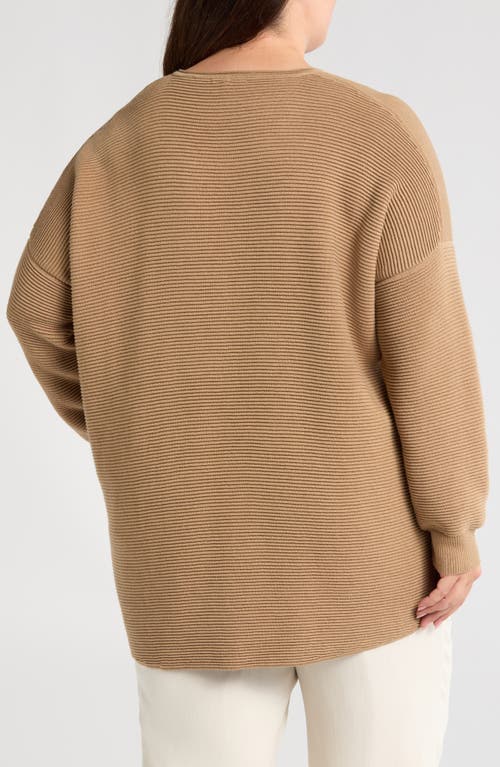 Eileen Fisher Ottoman Stitch Tunic Sweater In Biscuit