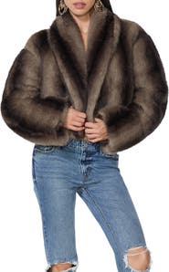 AFRM Barrel Faux Fur Cropped Jacket
