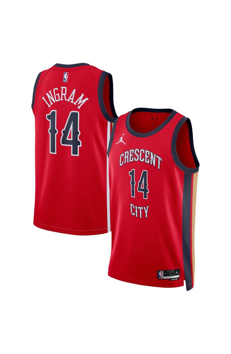 Jordan Brand Unisex Jordan Brand Brandon Ingram Red New Orleans Pelicans Swingman Jersey - Statement Edition, Main, color, 