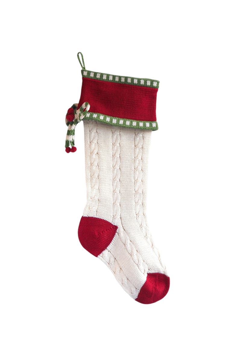 Melange Collection Cable-Knit Bow Stocking, Main, color, Ivory