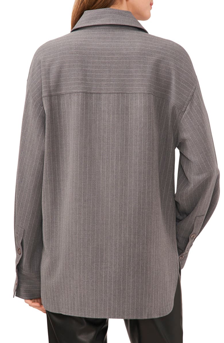 Vince Camuto Pinstripe Oversize Shirt Jacket, Alternate, color, Steel Heather