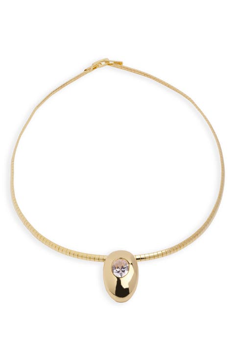 Oval Cut Cubic Zirconia Dome Pendant Necklace