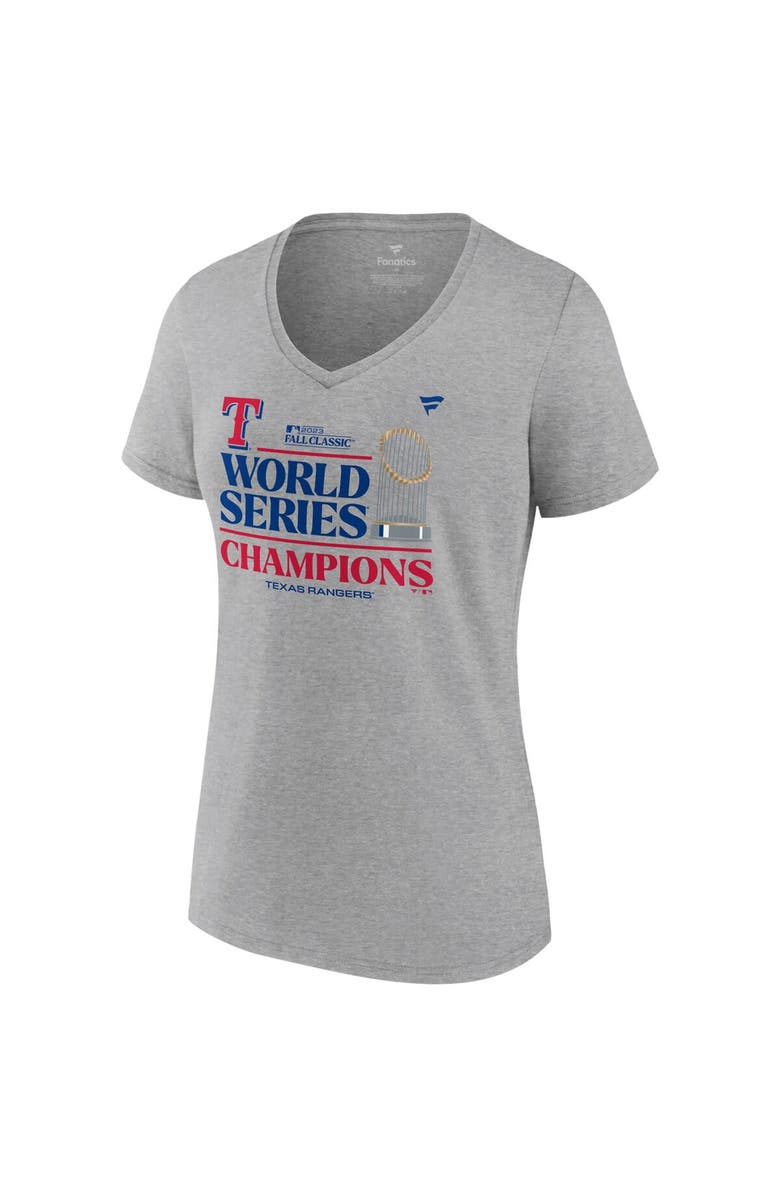 FANATICS Women's Fanatics Branded Heather Gray Texas Rangers 2023 World Series Champions Locker Room V-Neck T-Shirt, Alternate, color, 