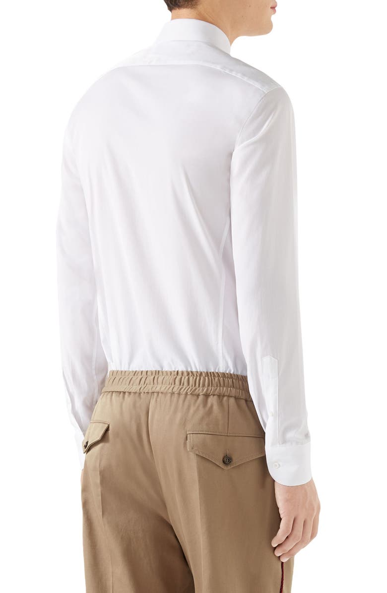 Gucci Logo Collar Slim Fit Cotton Shirt, Alternate, color, 