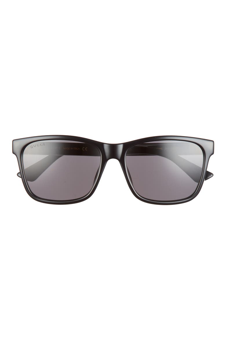 57mm Polarized Rectangular Sunglasses, Main, color, BLACK/ GREY