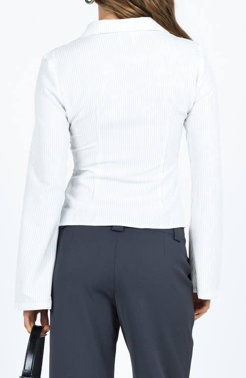 Princess Polly Anni Pinstripe Long Sleeve Button-up Shirt In White