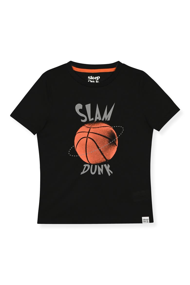Kids' Graphic T-Shirt & Pajama Shorts Set, Alternate, color, BLACK