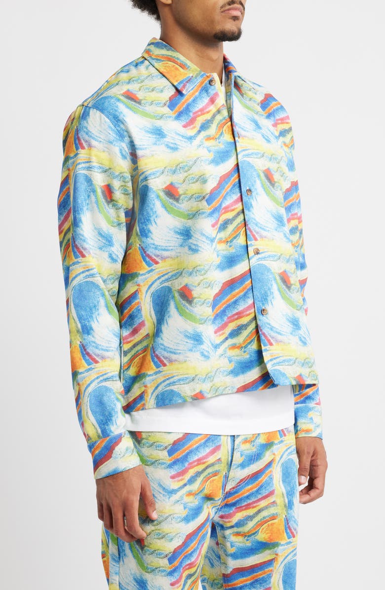 RIZORT Art Printed Button-Up Shirt Jacket, Alternate, color, Blue