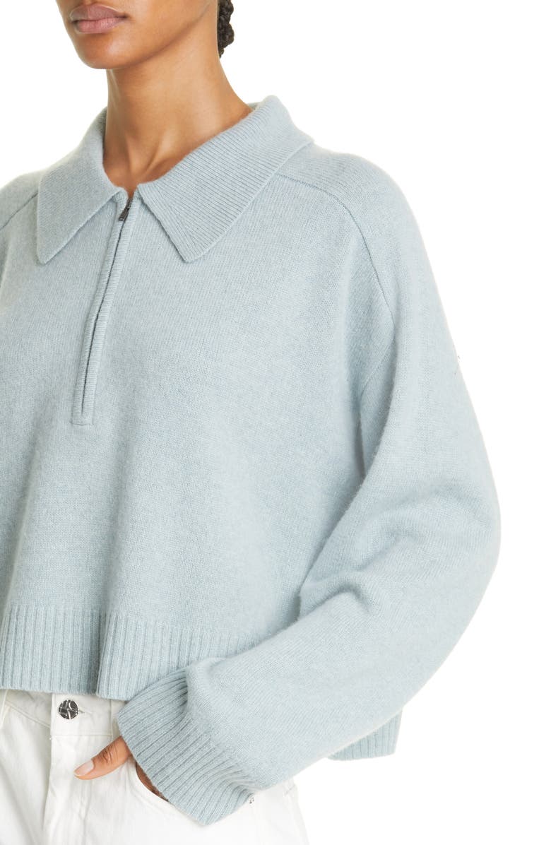 LOULOU DE SAISON Crop Half Zip Yak & Merino Wool Sweater, Alternate, color,