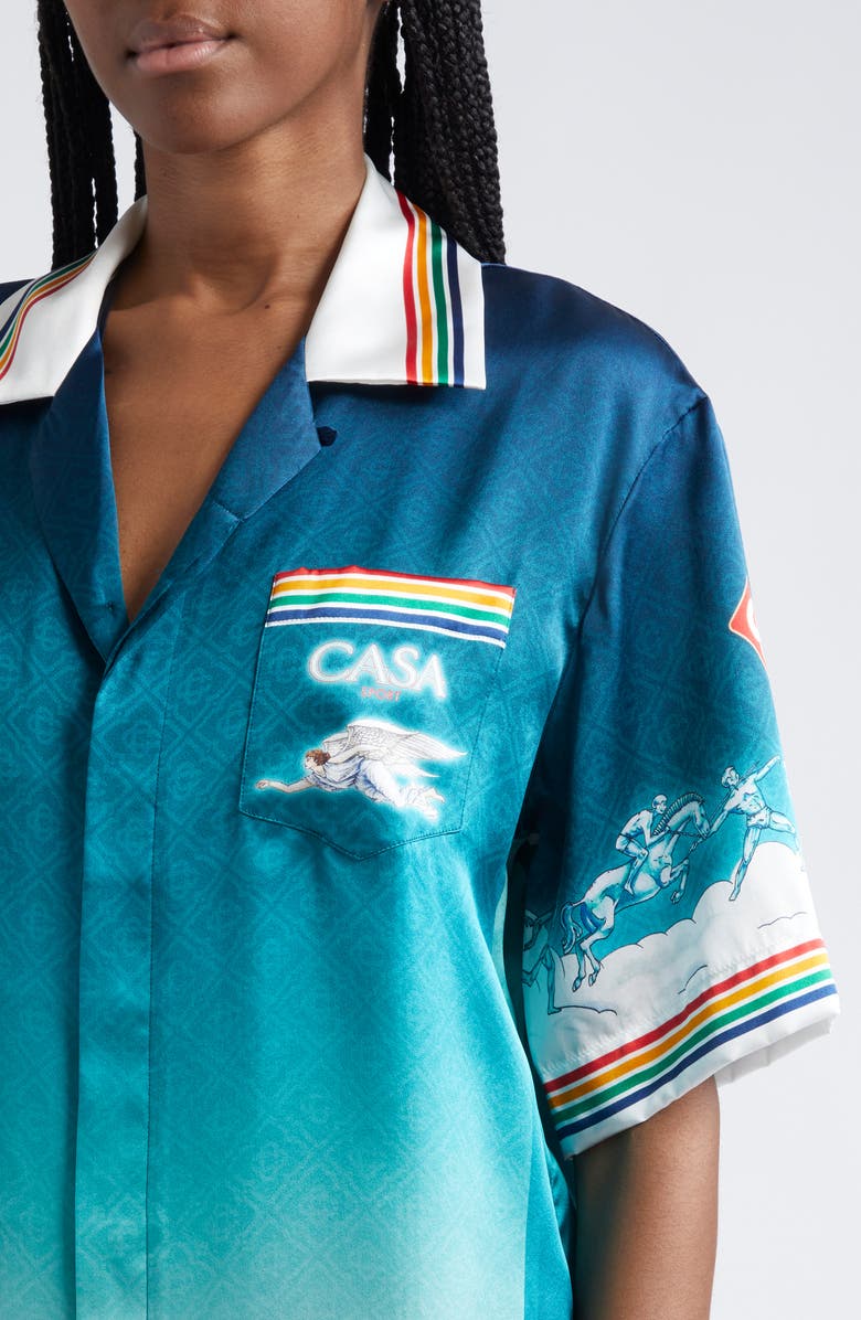 Casablanca La Déesse du Stade Silk Camp Shirt, Alternate, color, 