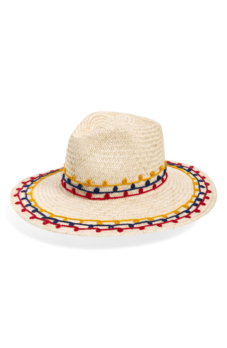 Brixton Joanna Embroidered Straw Hat, Main, color, 