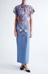 Lela Rose Stella Floral Stretch Crepe Dress