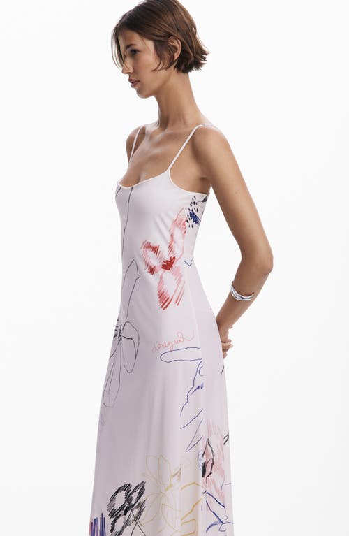 Desigual Mixed Media Long Sleeve Midi Dress In Multi