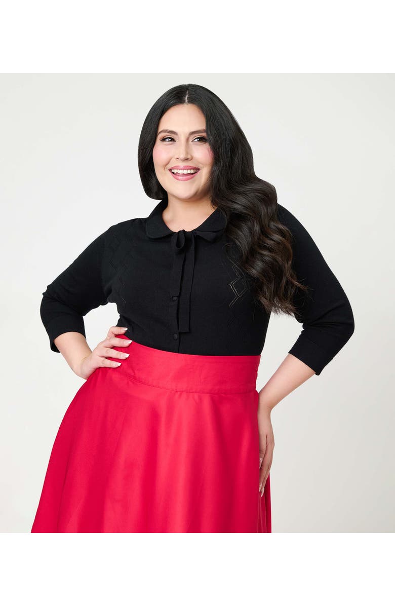 Unique Vintage Plus Size Embroidered Cardigan, Main, color, Black Diamond Accent