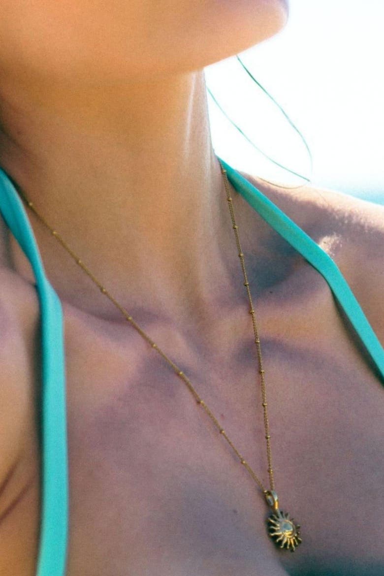 Sun Necklace, Alternate, color, Gold