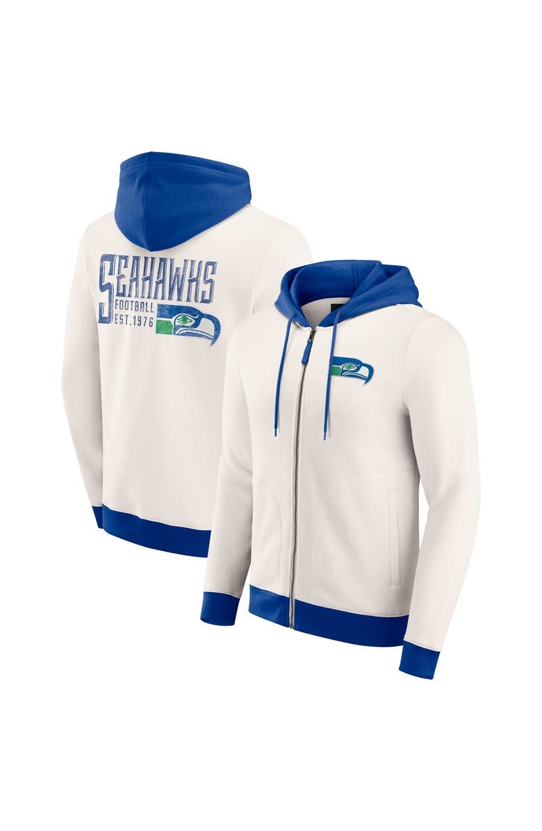 Darius Rucker Collection by Fanatics Men's Darius Rucker Collection by Fanatics Cream Seattle Seahawks Distressed Graphics Full-Zip Hoodie, Main, color, Cream