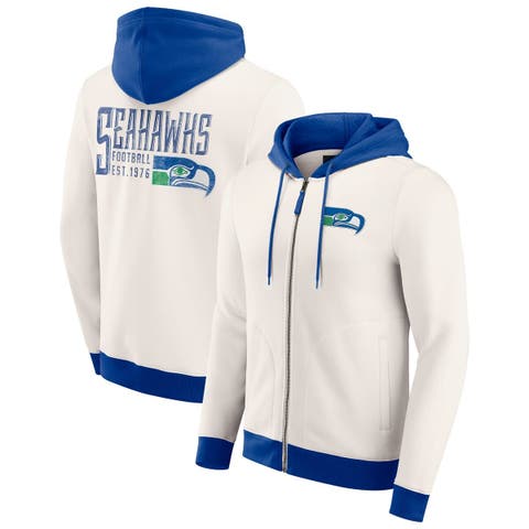 Men's Darius Rucker Collection by Fanatics Cream Seattle Seahawks Distressed Graphics Full-Zip Hoodie
