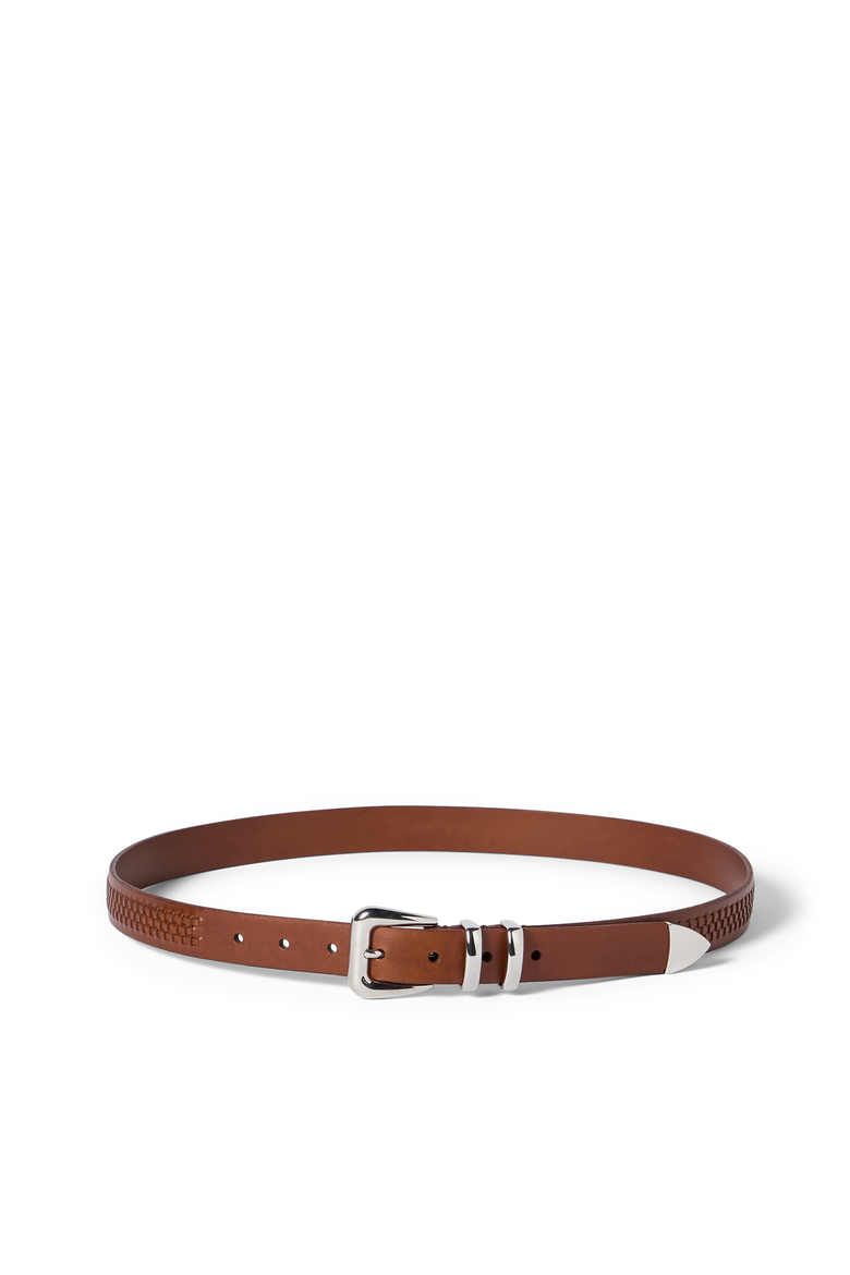 Belt with braided decoration, Main, color, Brown