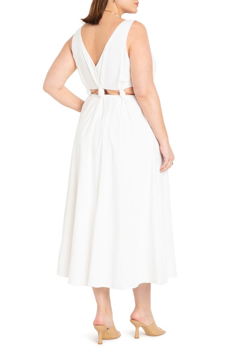 Knot Cutout Linen Blend Maxi Dress, Alternate, color, JET STREAM